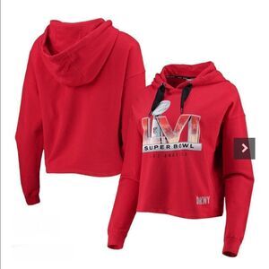 Super Bowl LVI DKNY Sport Women's Maddie Cropped Pullover Hoodie - Red